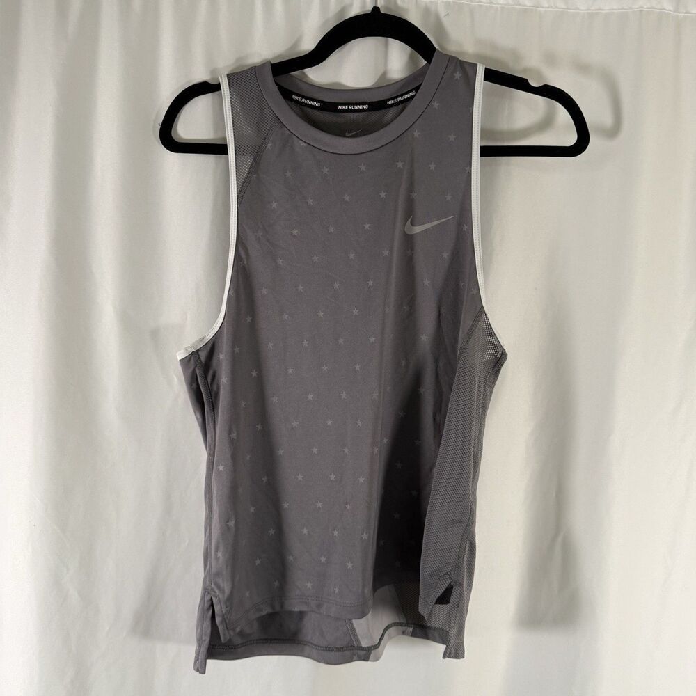 Nike Running Tank Top Women's Medium Grey Stars Breathable Dri Fit Lightweight